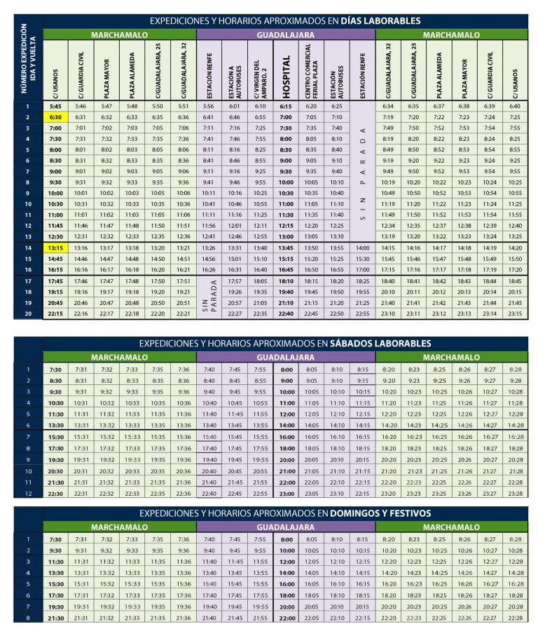 Ampliación de horarios del Servicio de Autobuses a partir del 24 de junio 2020 Ayto. Marchamalo